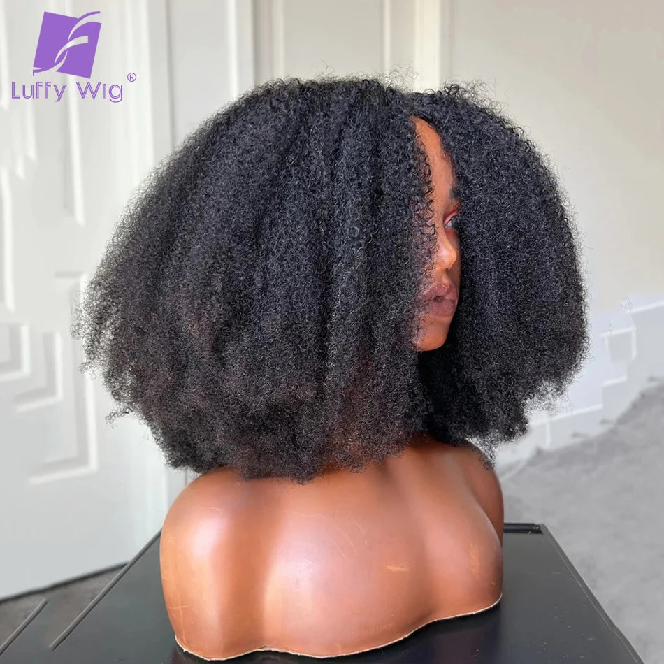 Glueless V Part Wig Kinky Curly Brazilian Human Hair No Leave Out Upgrade U Part Afro 4B 4C Deep Curl V Shape Wigs For Women